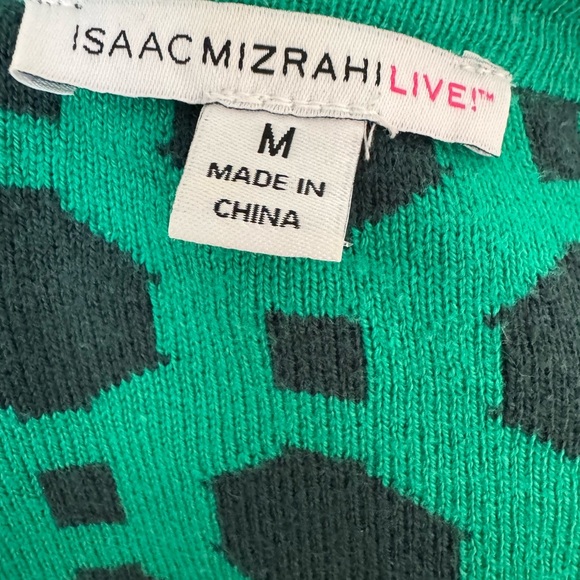 Isaac Mizrahi Live Women's Cardigan Sweater All Over Print Green Size M - Picture 3 of 5